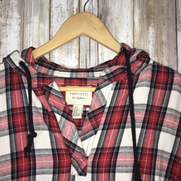 Forever 21 Red Plaid Hoodie - Picture 4 of 6